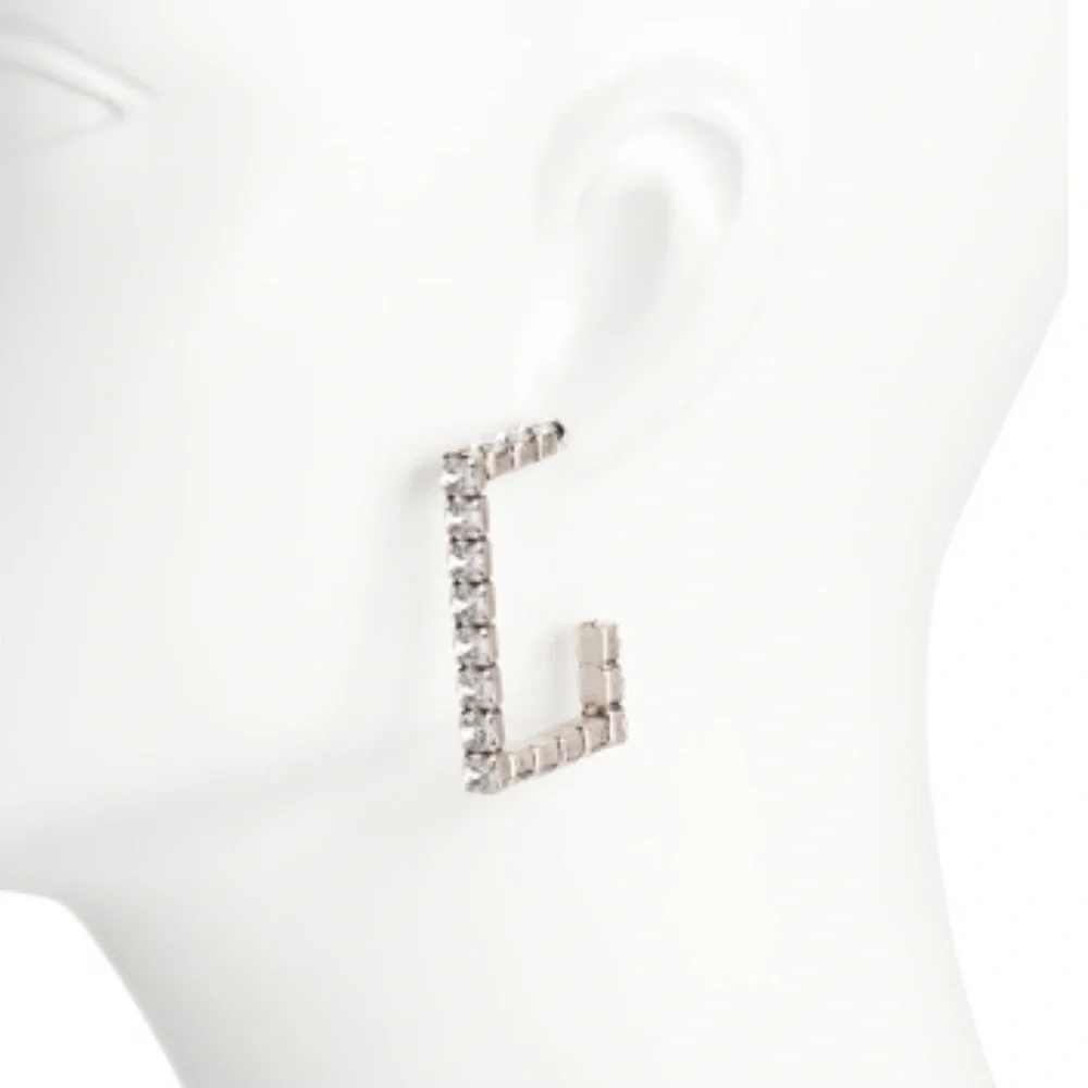 DANNIJO Archer Silverplated & Swarovski Crystal Hoop Earrings NWT - Picture 6 of 17